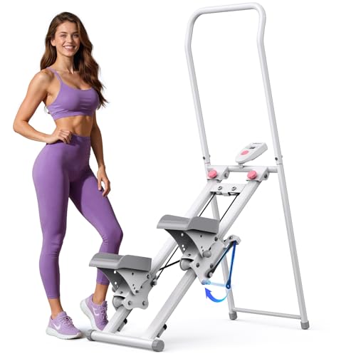 MERACH Stair Stepper for Home Gym Exercise, New Version Stairmaster for Full-Body Workout, Compact Folding Stair Climber with Extended Step Range, Adjustable Handlebar/Pedal