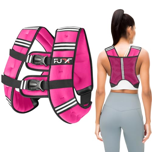 FUFF Weighted vest woman - 5lb/10lb/12lb/15lb/20lb/25lb/30lb Weights with Reflective Stripe, Weighted Vest for Men Women Strength Training Running Walking Jogging