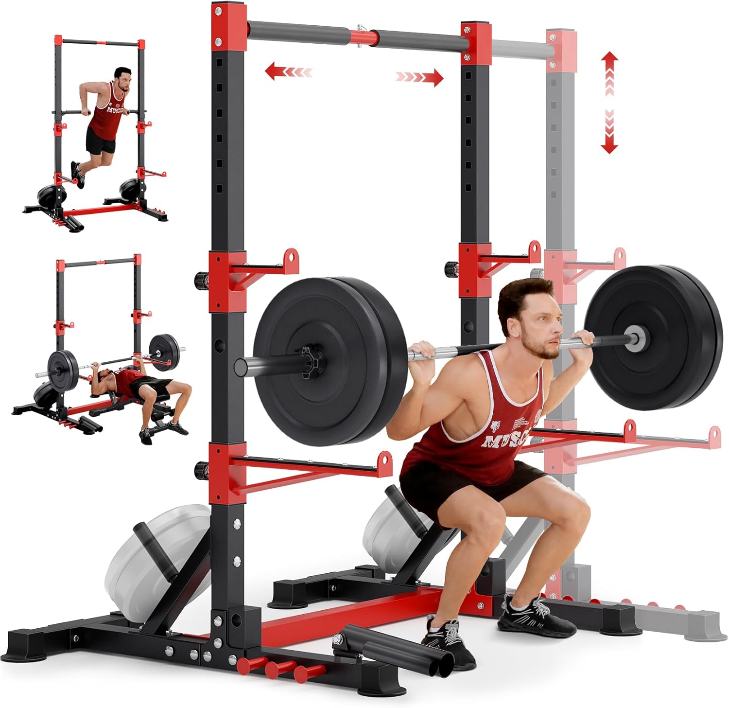 YOLEO Squat Rack w/ Extended Safety Arms