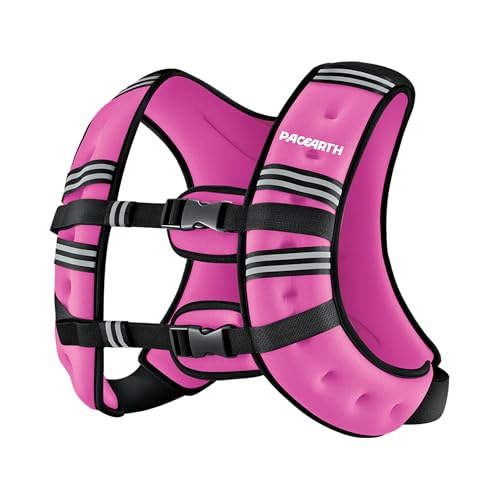 PACEARTH Weighted Vest,4lb/6lb/10lb/12lb/16lb/20lb/25lb/30lb Weight Vest with Reflective Stripe, Body Weight Vests Adjustable for Men, Women Workout, Strength Training, Running, Walking, Jogging