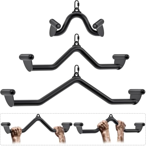 SELEWARE LAT Pull Down Bars Cable Machine Attachment Heavy Duty Steel Tubing Structure Home Gym Workout Attachments Triceps Press Down Bar for Cable Machine Back Strength Training V-Bar Rowing Set