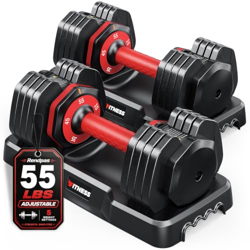 Adjustable Dumbbells Set of 2, 1 Hand Adjustable Weights Dumbbells Set, 5 in 1/10 in 1 Free Dumbbell with Anti-Slip Texture Handle, 25/55/80lb Pair Weight Set For Home Gym Suit both Men and Women