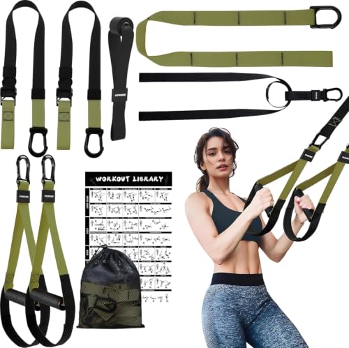 Home Resistance Training Kit | Full-Body Workout with Suspension Trainer Straps, Door Anchor, Handles, and Carrying Bag | Complete Home Gym Equipment