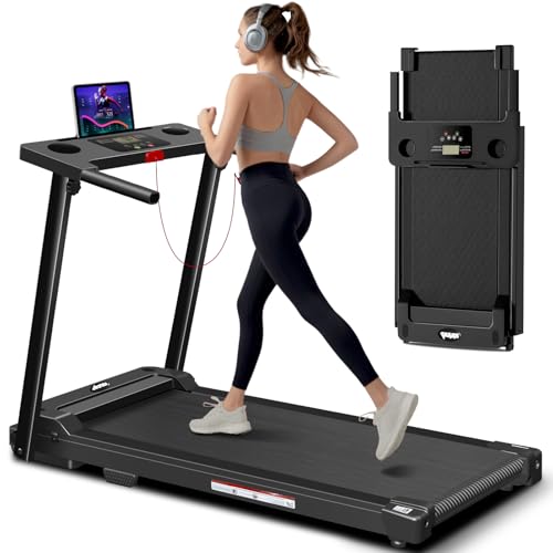 Portable Foldable Treadmills for Home, Small Folding Treadmill for Home Office with 300 LBS Capacity, Walking Running Exercise Electric Compact Treadmill with LED Display