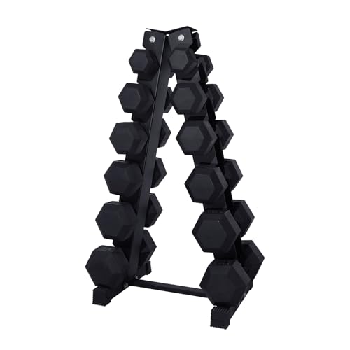 RitFit 5-300LBS Rubber Encased Hex Dumbbell Sets with Optional Rack for Home Gym, Coated Hand Weights for Strength Training, Workouts