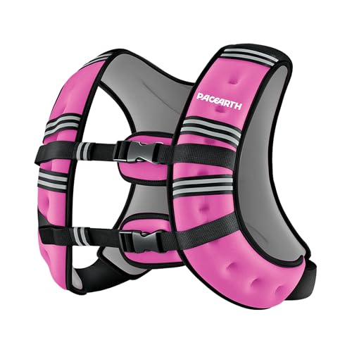 PACEARTH Weighted Vest,4lb/6lb/10lb/12lb/16lb/20lb/25lb/30lb Weight Vest with Reflective Stripe, Body Weight Vests Adjustable for Men, Women Workout, Strength Training, Running, Walking, Jogging