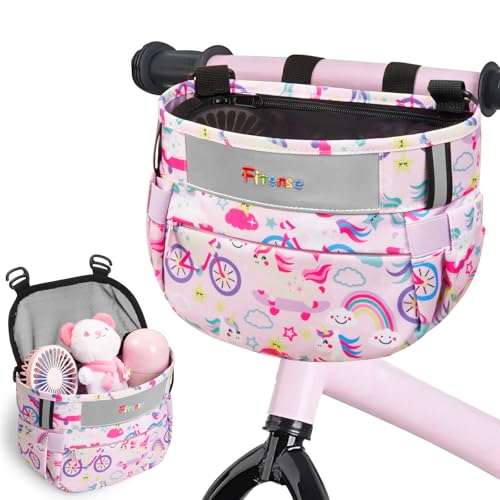 Kids Bike Basket, Bicycle Basket Front Handlebar, Waterproof Cute Fabric Children's Bike Basket, Kids Bike Accessories Fit Most Boys, Girls, Toddlers Bike or Scooter, Easy to Install