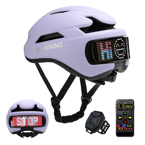 Bike Helmet for Adult Men Women, Bicycle Helmet with LED Display, Ebike Helmet with Remote and App, Cycling Helmets with Turn Signals, Rear Light, DIY Image, Mens Bike Helmets Fit 22-24in