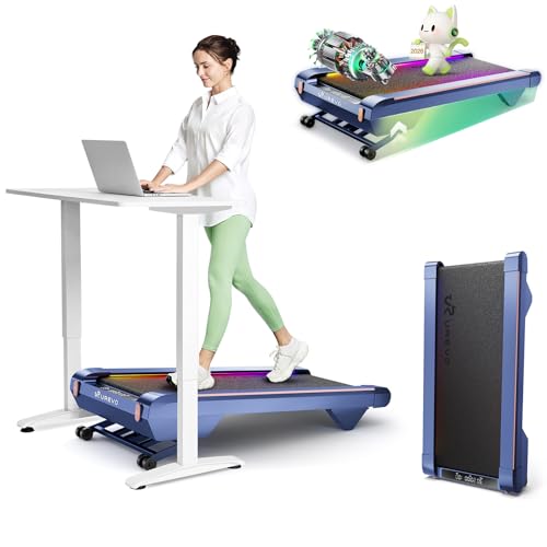 UREVO CyberPad Smart Walking Pad with 14% Incline, Under Desk Treadmill for Home Use, Extended Walking Surface, LED Remote, Speed-Responsive Lighting, Quiet Brushless Motorized, UREVO APP