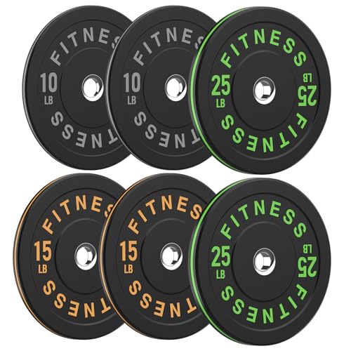 2 Inch Bumper Plates,10-500lbs,Barbell Rubber Olympic Weight Plates Set for Home Gym, Strength Training & Weight Lifting, Multiple Options Colors