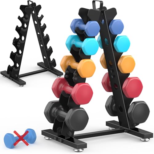 TomCare Dumbbell Rack Stand Only, Weight Rack for Dumbell Set Home Gym Storage Stand for Weights Metal A-Frame Strength Training Dumbbell Holder with Handle (Dumbells not Included)