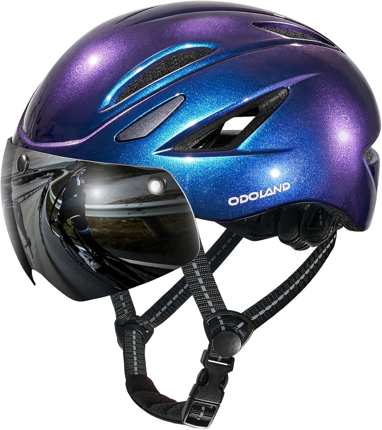 Odoland Bike Helmet with Magnetic Sun Visor for Adults, Glasses-Friendly Design Adjustable Dial Cycling Helmet for Men & Women, Urban Riding Bicycle Helmet for Mountain, Road, E-Bike, Commuting