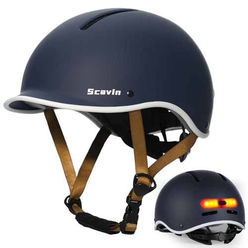 Bike Helmet for Adult: Bicyle Helmet with EPS Foam Interior for Men & Women, Adjustable Cycling Helmet with LED Light Safety Certified for Commuting