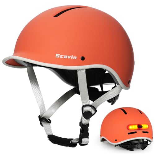 Bike Helmet for Adult: Bicyle Helmet with EPS Foam Interior for Men & Women, Adjustable Cycling Helmet with LED Light Safety Certified for Commuting