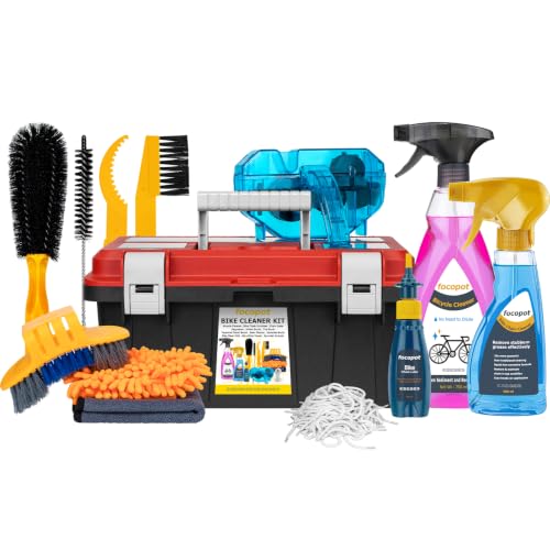 Bike Cleaner Kit with Bicycle Cleaner(25 oz),Degreaser(10 oz),Oil Lubricant(2 oz),Cleaning Brush Tool,Bike Chain Cleaning kit to Clean and Lube Mountain/Road/MT/E Bike
