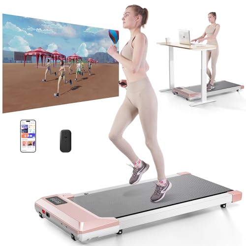 DeerRun 2025 Upgrade Walking Pad - Raceable Smart Under Desk Treadmill with Rewards Program, Quick Setup, 2.5HP, APP/Remote Control, LED Display, 300 lbs Capacity