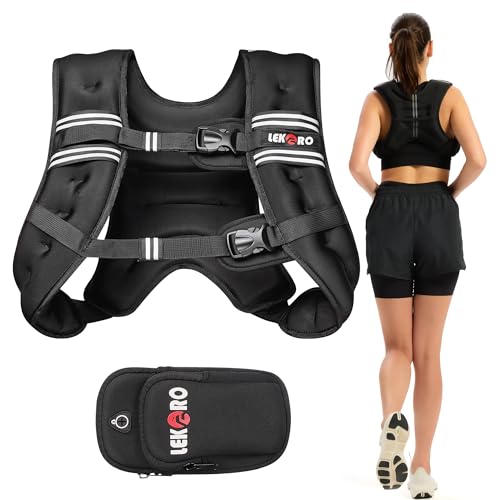 Weighted Vest, 6lbs/8lbs/12lbs/16lbs/20lbs/25lbs/30lbs Weights Vest for Women Men with Reflective Stripe for Workout, Strength Training, Running, Walking