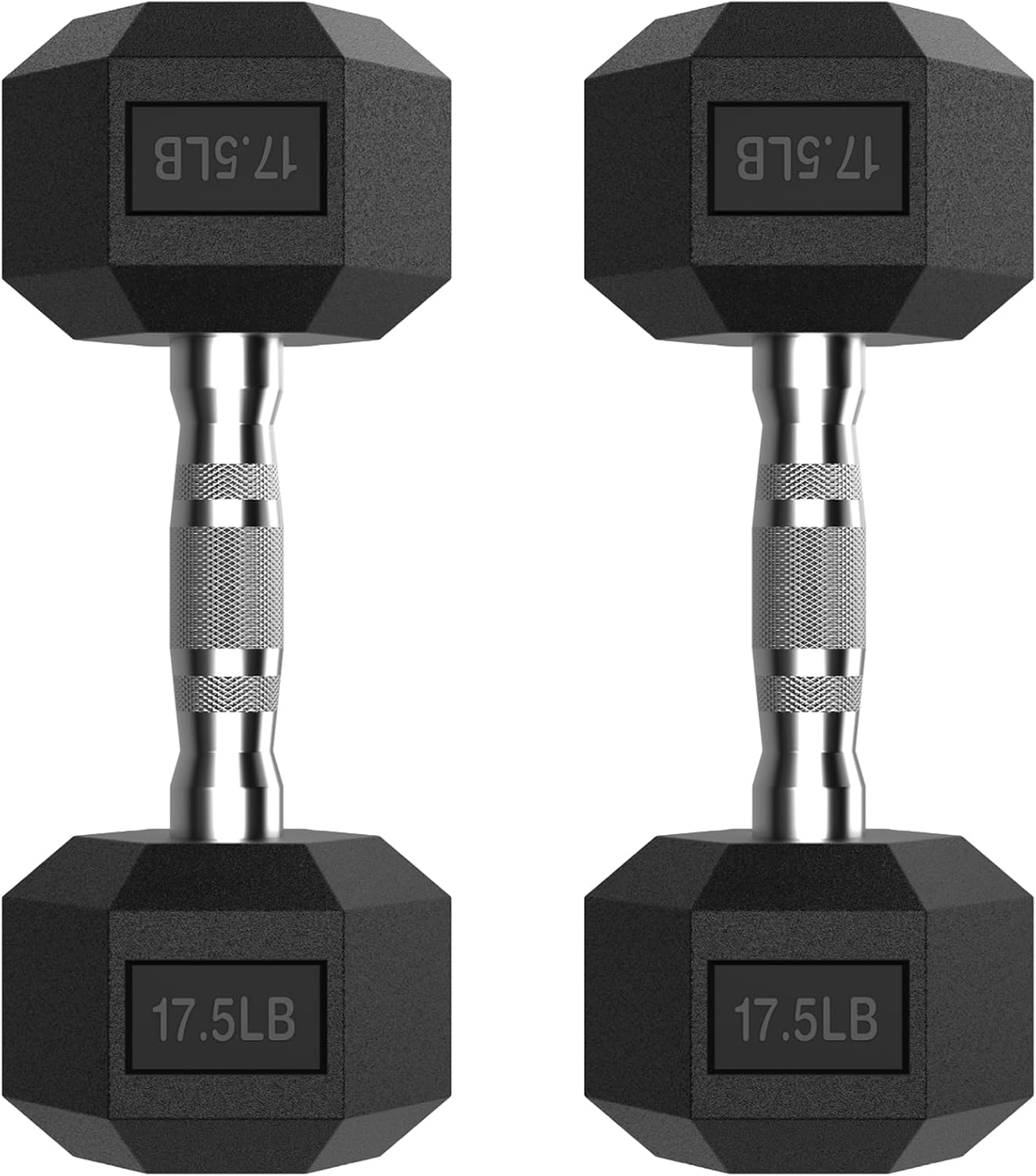 PAPABABE HEX Dumbbell Set, Rubber Encased Home Gym Dumbbells, Exercise & Fitness Weights Dumbbells Set of 2 for Women & Men, Hand Weight for Strength Training