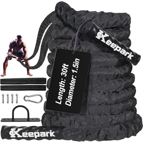 Battle Ropes for Home Gym, Exercise Rope 1.5 Inch dia 30FT Length Battle Ropes