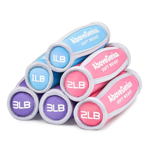 Hand Weights for Women Men, Soft Dumbbells Set of 6(1lb 2lb 3lb Each Pack) for Dumbbell Walking Weight Sets with Hand Strap, Pink Weights for Workout Running, Pilates, Yoga, Jogging and Physical Therapy, Gifts for Women