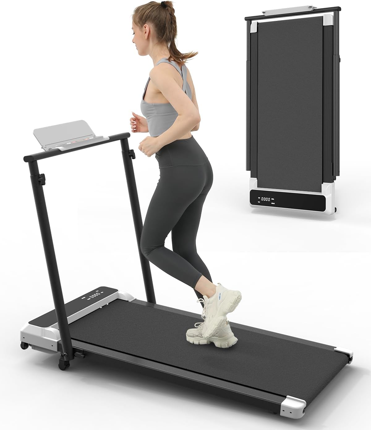 Walking Pad 2 in 1 for Walking and Jogging, Under Desk Treadmill for Home Office with Remote Control, Portable Walking Pad Treadmill in LED Display