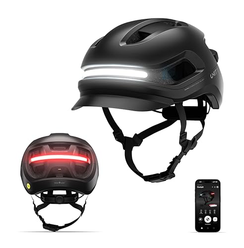UNIT 1 Aura Hybrid Smart Bike Helmet | Urban & Road | MIPS | LED Front & Rear | Turn & Brake Light Compatible w/Remote | Crash Alert | E-Bike Fully Certified | Lightweight & Ventilated | App