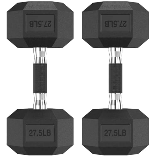 Hex Dumbbell Set, 2.5-65 lb Rubber Encased Exercise & Fitness Dumbbells, Weights Dumbbells Set of 2, Hand Weight for Strength Training