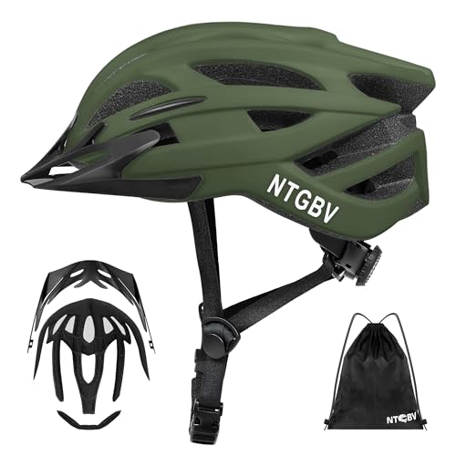 Adult Bike Helmet for Men/Women with Helmet Bag 2 Removable Moisture-Wicking Liners & Visors Lightweight Shockproof Adjustable Design CPSC 1203 & EN 1078 Safety Certified for Road/Commute/MTB