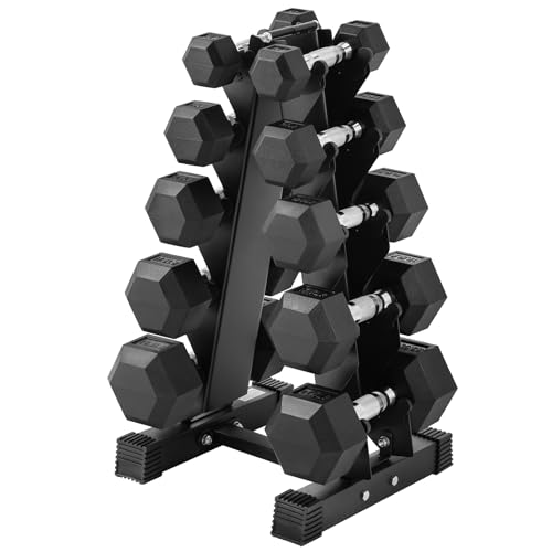 Hex Dumbbells Rubber Coated Cast Iron Hex Black Dumbbell Free Weights for Exercises