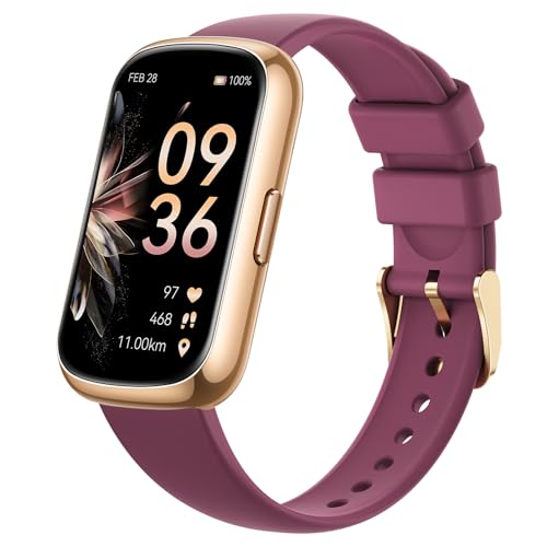 Health Fitness Tracker for Men Women: Fitness Smart Watch for Woman with 24H Heart Rate Monitor Blood Oxygen Sleep Tracker Calorie Step 5ATM Waterproof Activity Trackers for iPhone Android - Burgundy