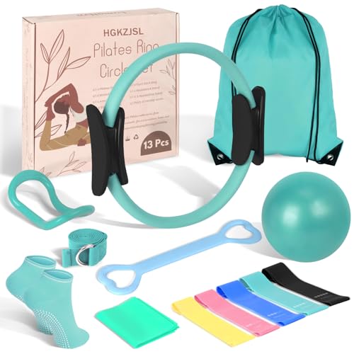 Home Pilates Essentials Kit for Women,Pilates Equipment Set with 9 Inch Yoga Ball,Figure 8 Resistance Band,Pilates Bands & Accessories,Pilates Ring and Ball Set for Beginners Home Workouts