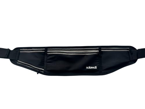 Running Belt with Water Bottle Holder - Waist Bag With Extender for Jogging, Hiking, Cycling, Walking - Dog Walker Hydration Fanny Pack - Black (New Version)