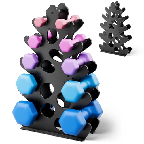 Dumbbell Rack Stand with Anti-Slip Pads for Home Gym, Compact A-Frame Design Weight Rack with Handle, Coral-Inspired & Space-Saving Dumbbell Holder (Dumbbells Not Included)