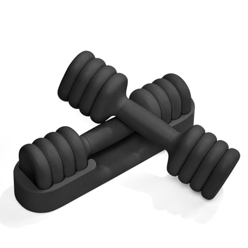 YOTTOY Adjustable Dumbbell Set of 2, 4-in-1 Hand Weights for Women at Home, Compact Free Weights Dumbbells Set with Soft Grip and Base, 2-5 lbs Each for Home Gym