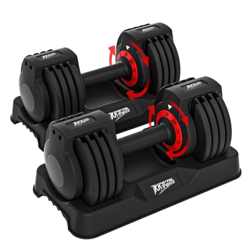KRYPTAL FORCE 25/55lbs Adjustable Dumbbells Set