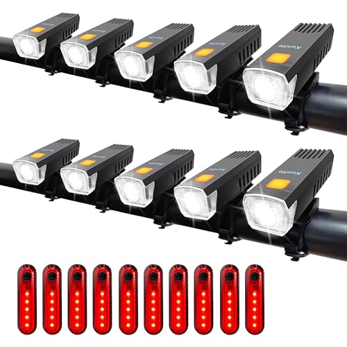 Kunhe USB-C Rechargeable Bike Lights Front and Rear(2or4 or 10 Packs) Night Riding for Kids &Adults 3 Lights Modes Used as a Safety Indicator Light for Skateboards Strollers and Wheelchairs
