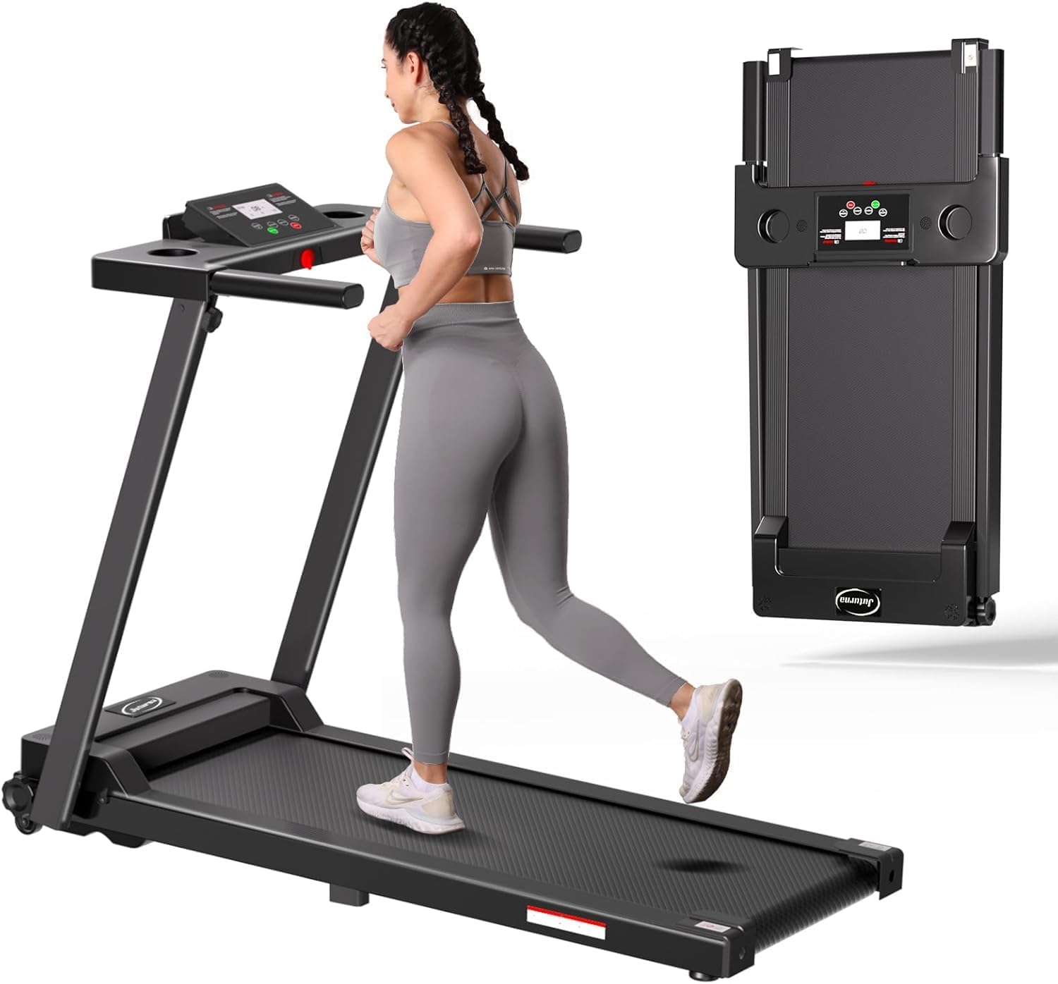 Juturna Treadmills for Home, Portable Foldable Treadmill, Walking Pad with Handle Bar, 3.0 HP Walking Pad with 300 LBS Capacity, Folding Treadmill with LED Display