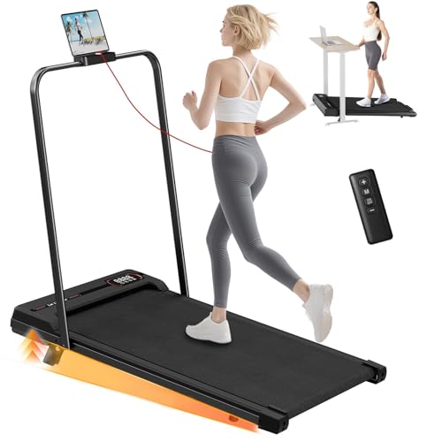 Walking Pad with Incline, Folding Treadmills for Home Office, Ultra Quiet <45dB Under Desk Treadmill, Portable Treadmill Compact for Small Spaces, Walking Pad 300+ LB Capacity, Safety Lock