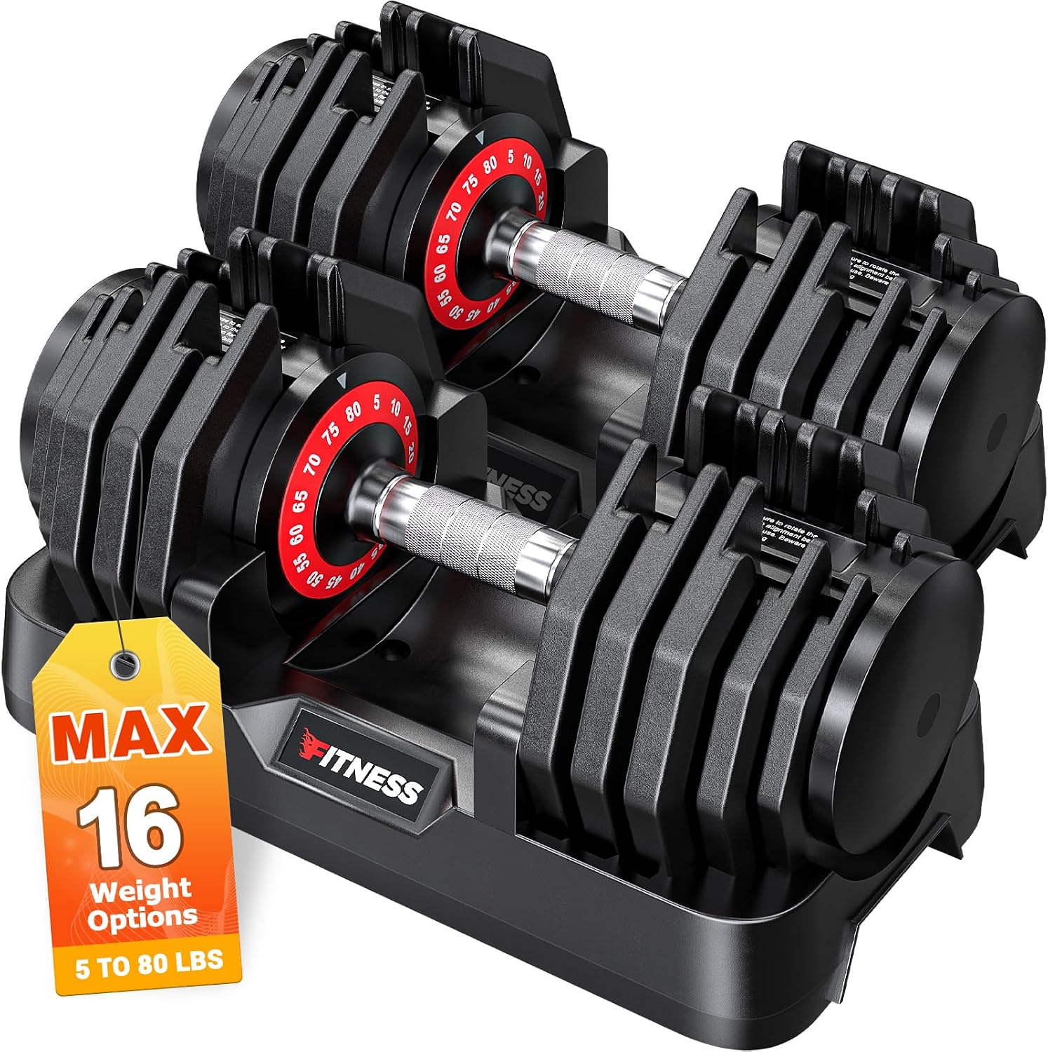 Adjustable Dumbbells Set of 2, 1 Hand Adjustable Weights Dumbbells Set, 5 in 1/10 in 1 Free Dumbbell with Anti-Slip Texture Handle, 25/55/80lb Pair Weight Set For Home Gym Suit both Men and Women
