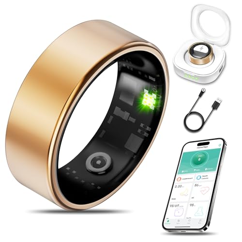 Smart Health Ring for Women Men Fitness Tracker with Heart Rate, Blood Oxygen, Blood Pressure, Sleep Monitoring, Step Counting, IP68 Waterproof for iOS and Android, No Subscription Fee, Rose Gold 7