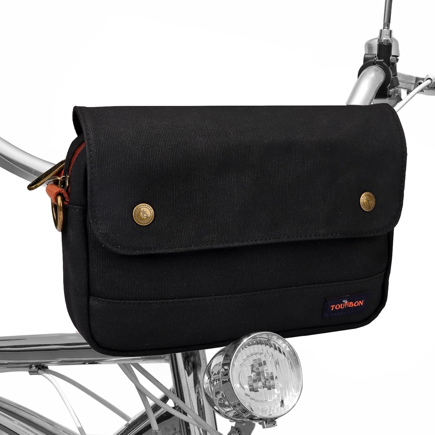 TOURBON Waxed Canvas Handlebar Bag (Black)