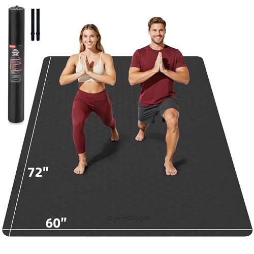 Extra Large Yoga Mat - 72"x35", 72"x48", 78"x57" - Wide TPE Exercise Mat for Home, Stretching, Couples & Family Workouts - 6-12mm Thick, Non-Slip & Waterproof - with Carry Bag and Straps