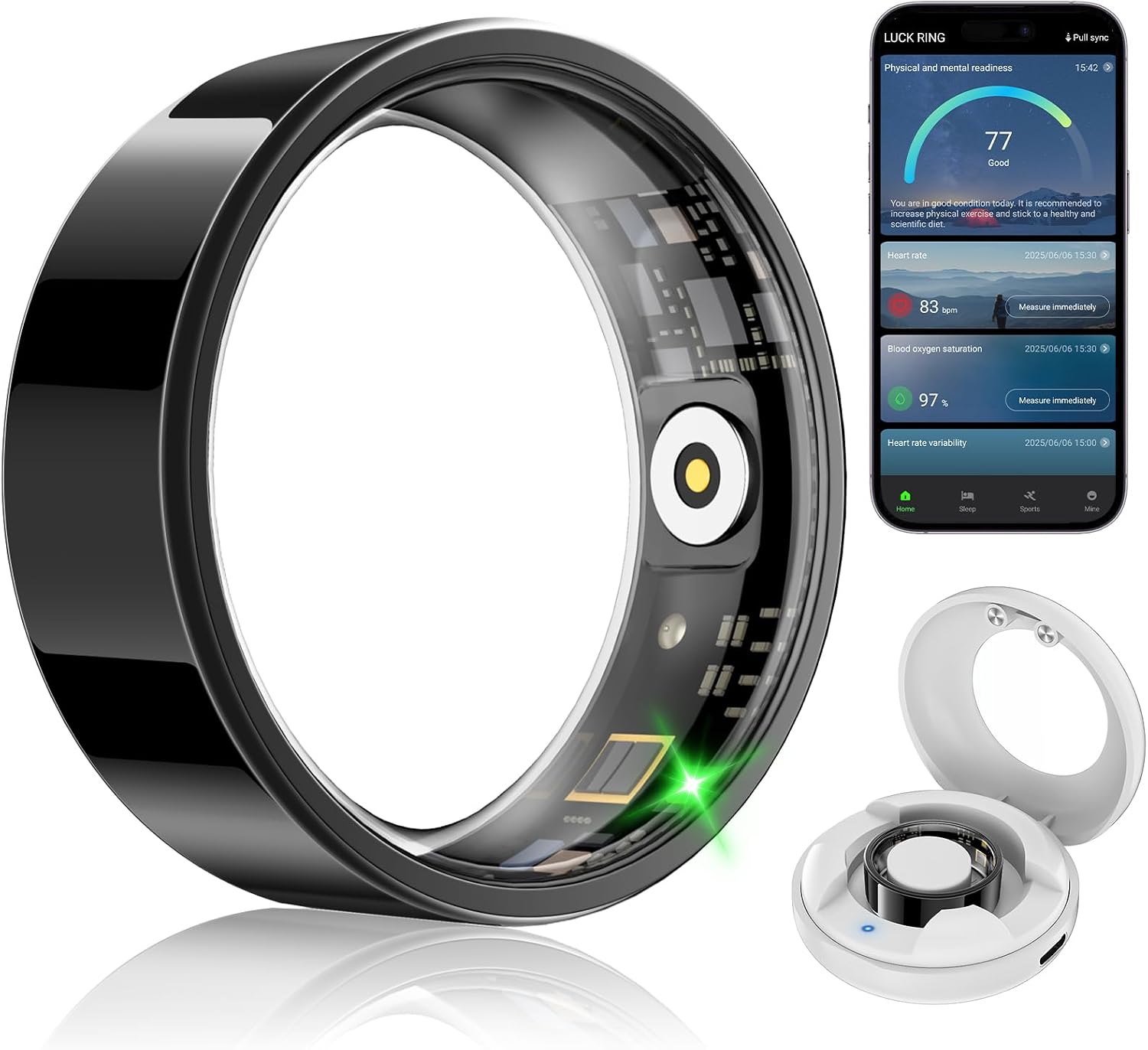 Smart Fitness Ring for Women Men - Activity & Health Tracker Ring with Heart Rate/Pressure/Sleep/Steps/Blood Oxygen Monitoring, 10ATM Waterproof for iPhone and Android, No Subscription Fee (11#)