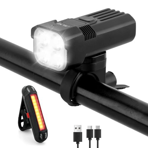 Bike Light for Night Riding, 2000LM/1000LM Bicycle Headlight & Taillight, Multiple Modes,3000mAh/2000mAh USB C Rechargeable Waterproof LED Bright Bike Headlights for Cyclists and Commuters