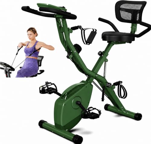 Foldable Exercise Bike Stationary Bikes for Home, 5 IN 1 Indoor Workout Bike with 16-Level Quiet Magnetic Resistance, 6.6 LBS Flywheel and 300LBS Capacity, 2025 Designed 817 X-bike (817 Model)
