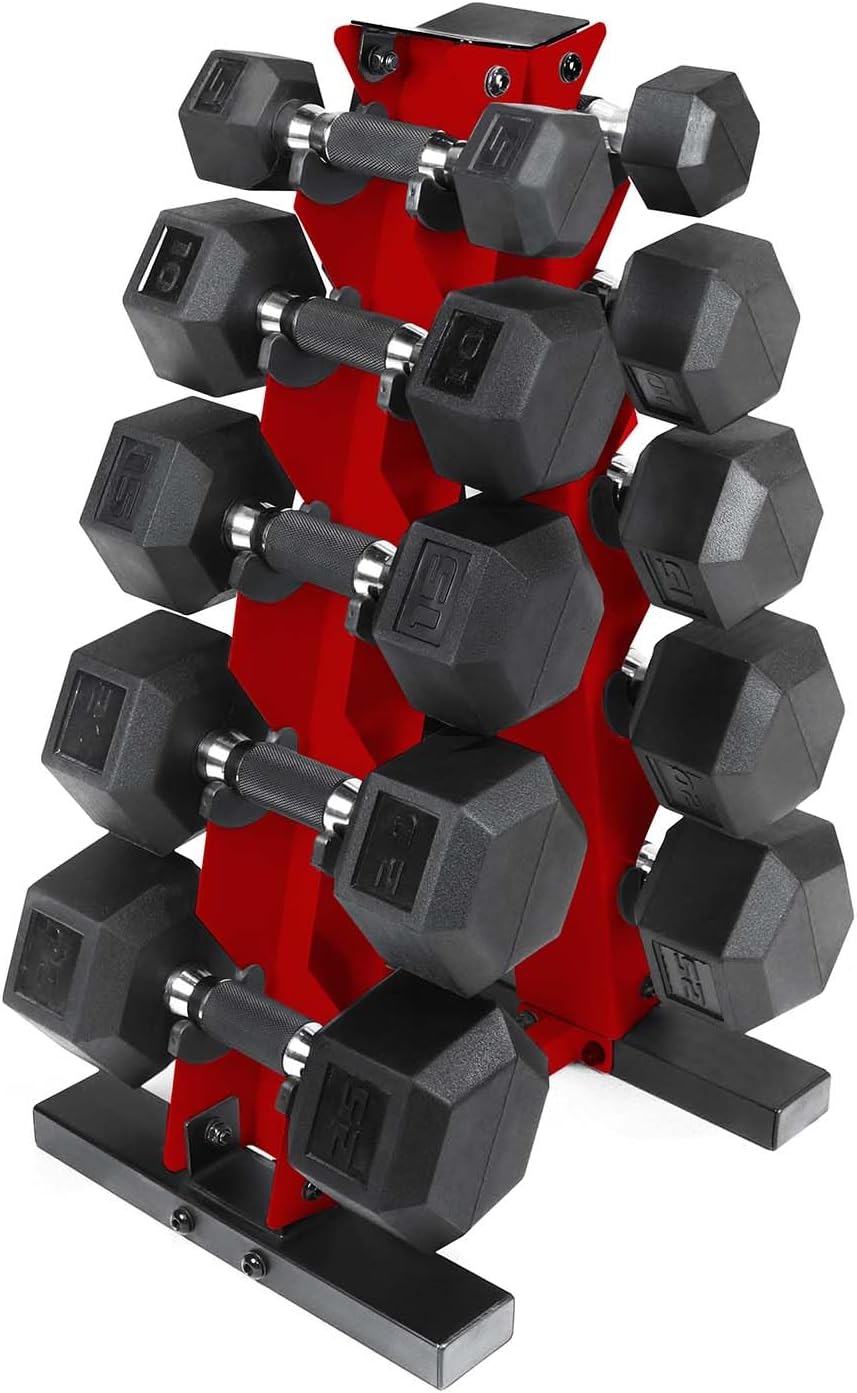 CAP Barbell 150 LB Coated Hex Dumbbell Set (Vertical Rack)