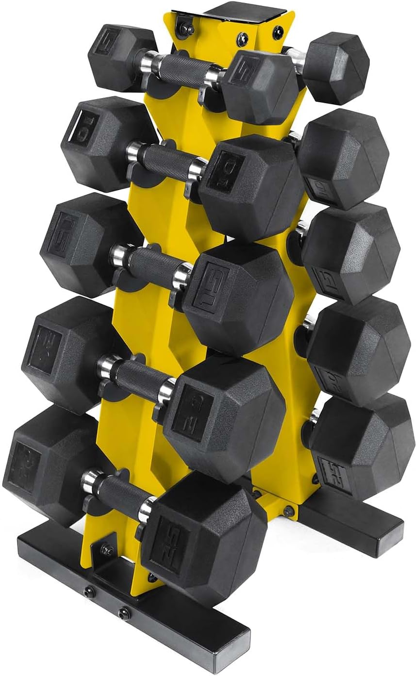 CAP Barbell 150 LB Coated Hex + Vertical Rack