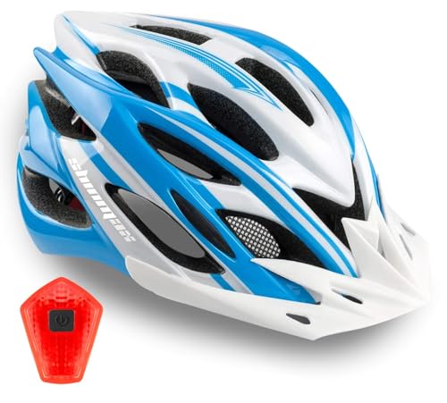 Bike Helmet Men Women, Shinmax Bicycle Helmet with Rear Light and Detachable Visor