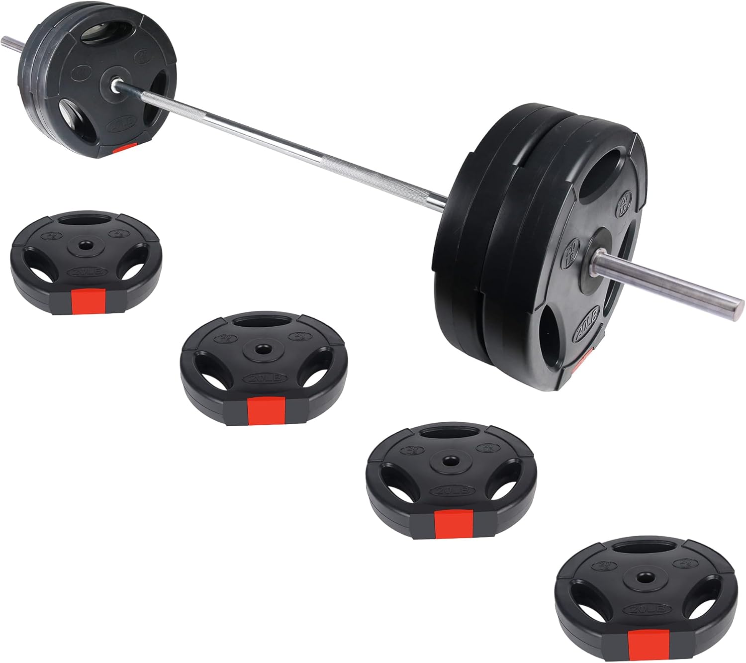 Vinyl Standard 1-Inch Plate Weight Plate Set for Strength Training and Weightlifting
