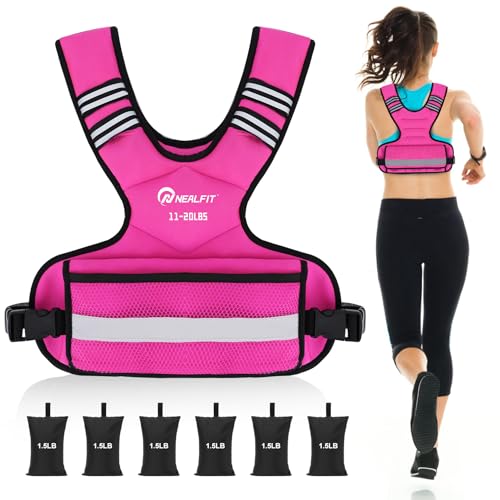 Weighted Vest for Women and Men, 5-10lb/11-20lb/18-30lb Adjustable Weighted Vest with Reflective Strip, Body Weight Vest for Walking, Running, Fitness, Strength Training